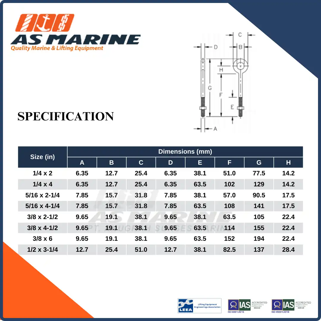 Specification G291 Crosby USA